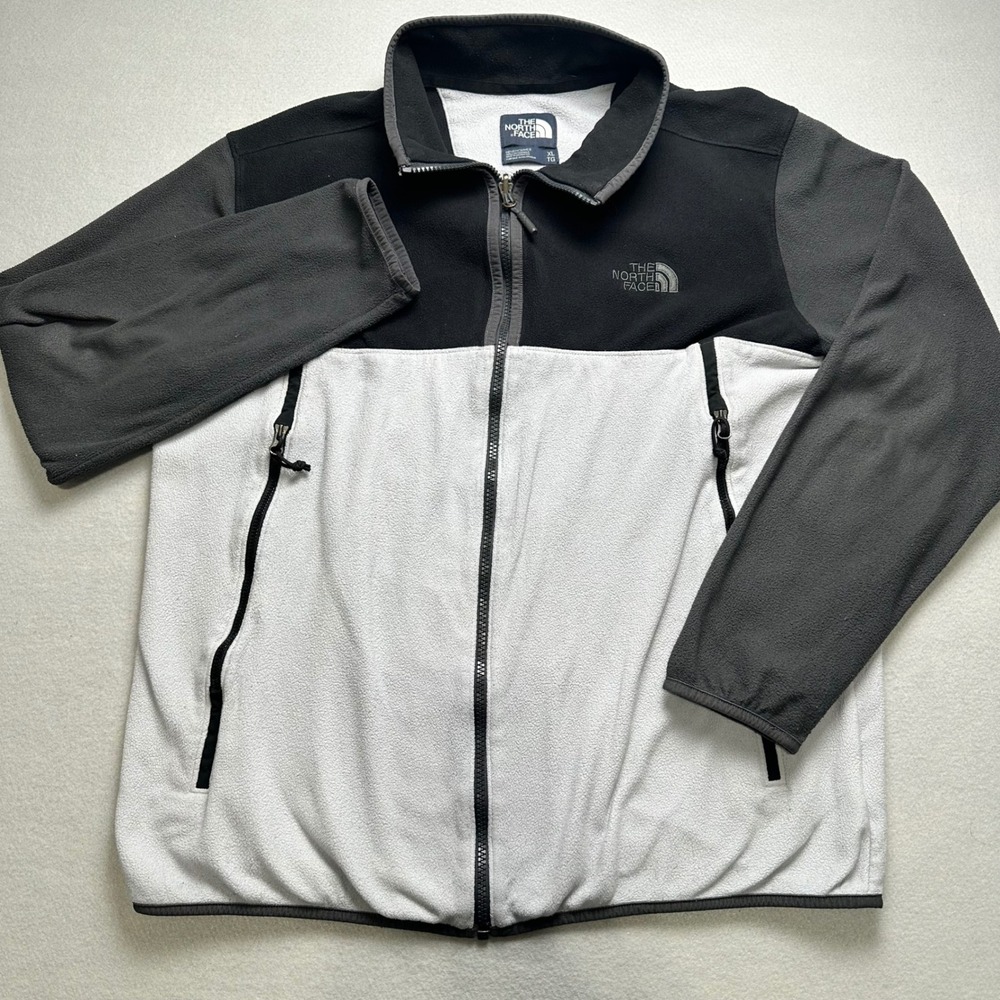 The North Face Fleece Jacket Mens XL Black Grey Silver Colorblock Full Zip - Picture 2 of 10